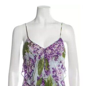 Moschino Floral Silk Purple Blue Lined Slip Dress Chiffon USA 4 IT38 Italian